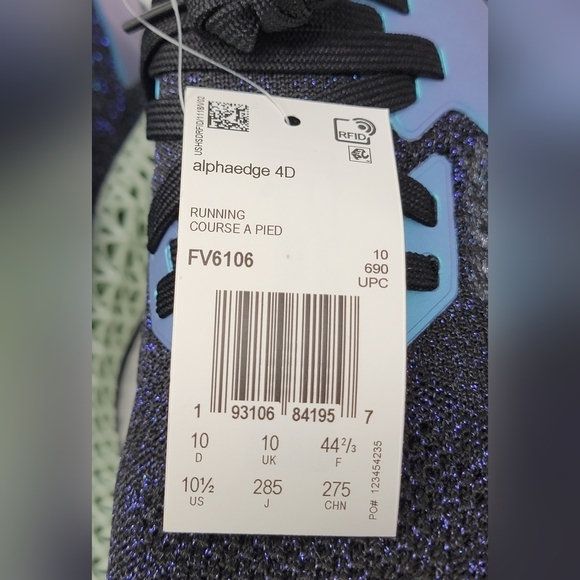 Adidas Alphaedge 4D Shoes Goodbye Gravity Black FV6106 Men's Size 10.5 New - Picture 5 of 10